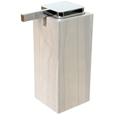 Soap Dispenser, White, Square, Tall, Wood